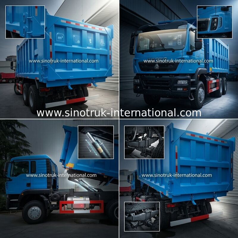 Roues bleues HOWO Tipper Dump Truck High Horsepower 371HP de LHD 6×4 10