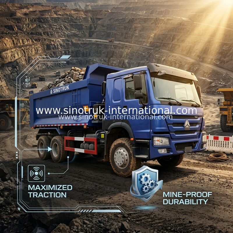 Full Drive Faible consommation de carburant 380 chevaux bleu HOWO camion à bascule RHD 6 × 6 10 roues