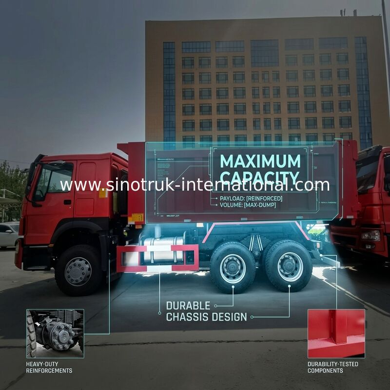 SINOTRUK HOWO Tipper Dump Truck RHD 6×4 336HP dans la couleur rouge