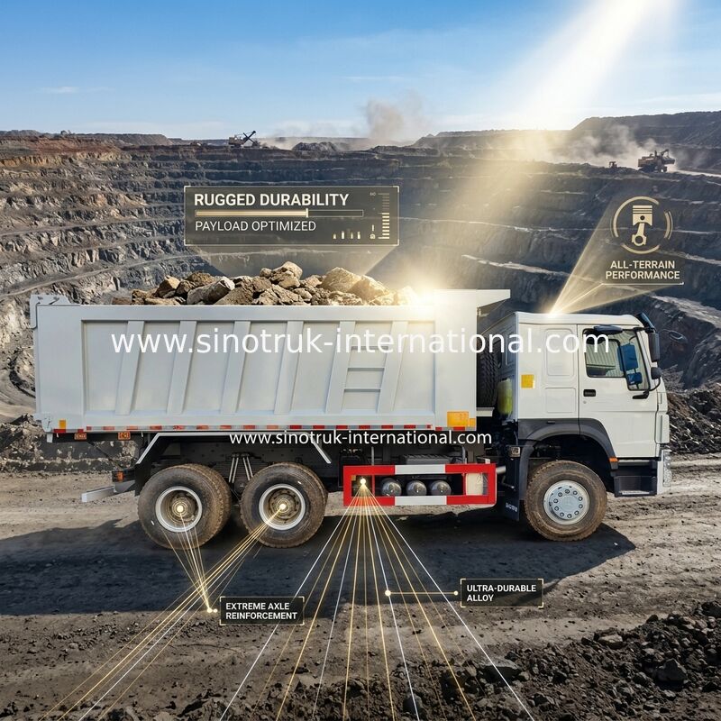 RHD 6×6 10 roues Blanc HOWO TIPPER Truck Full Drive Haute puissance à 380 chevaux