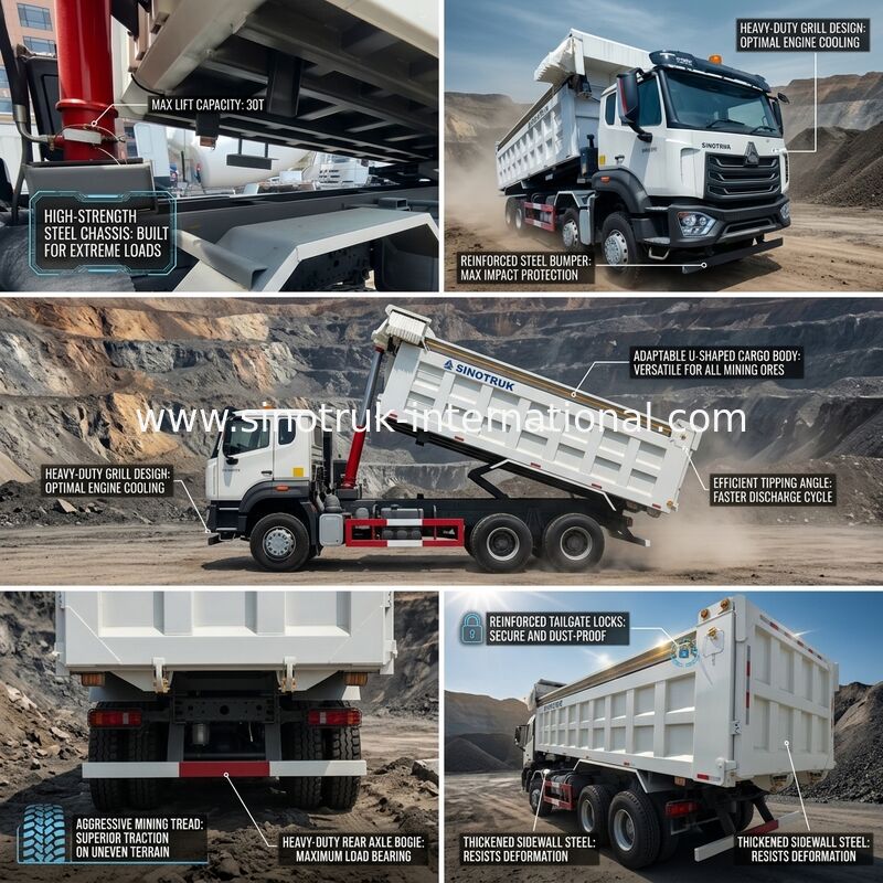 Roues HOWO blanc Tipper Dump Truck High Horsepower 371HP de LHD 8×4 12