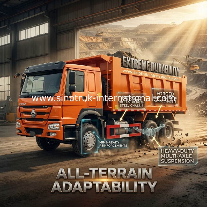 Sinotruk Howo dépoussiéreur à bascule Weichai 380hp 6 × 4 5200 - 5800 mm Pour l'exportation