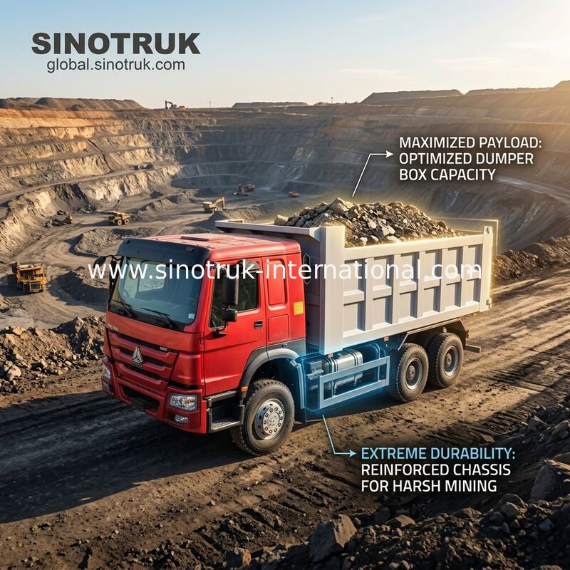 Sinotruk Howo camion de décharge à bascule 400hp 6 × 4 20CBM Cylindre hydraulique de levage avant