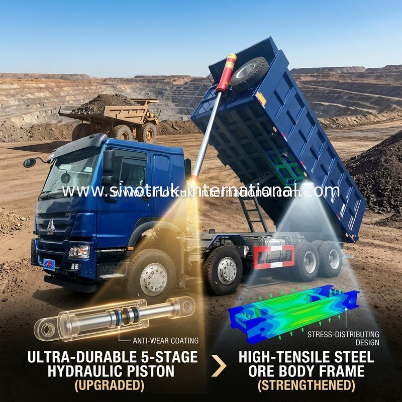 Camion à benne basculante bleu de SINOTRUK HOWO LHD 12wheels 8X4 400HP pour l'exploitation Front Lifting 50Tons