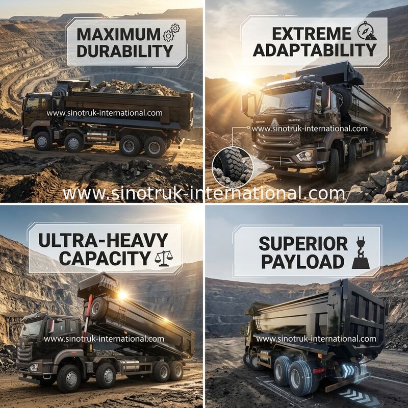 Exploitation noire Tipper Dump Truck 20-50Tons 8 x de Howo euro 4 2 400Hp
