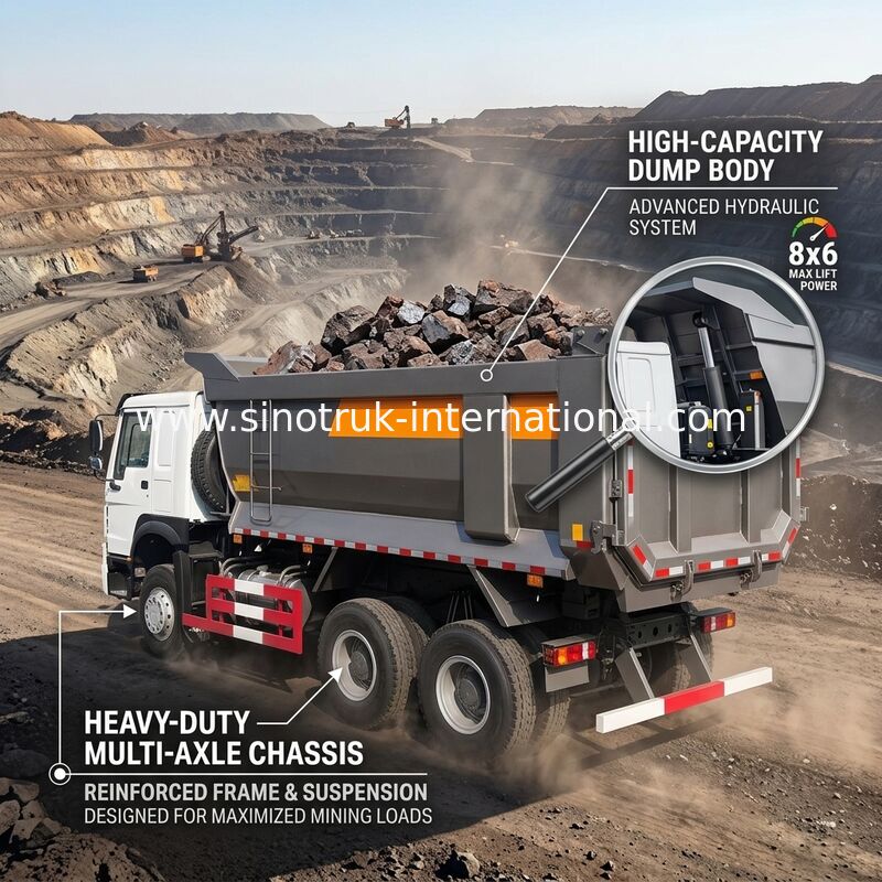 Tipper Dump Truck SINOTRUK HOWO 25t 336HP 6X4 LHD 10 - 25CBM ZZ3257N3647A