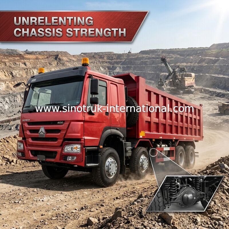 CAMION À BENNE BASCULANTE ROUGE DE VERSEUR DE SINOTRUK HOWO 400HP 8×4 LHD