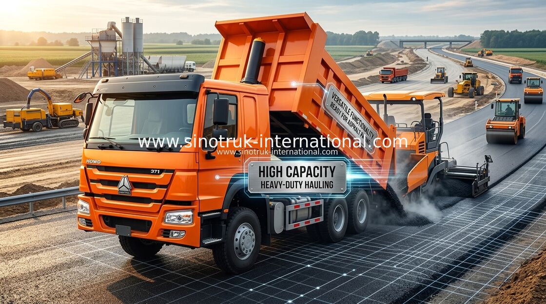 Capacité de chargement élevée orange des roues LHD de HP 12 du camion à benne basculante de Sinotruk Howo 371