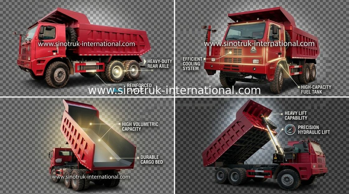 Camion à benne basculante de verseur SINOTRUK HOWO 70 LHD de extraction 6X4 371HP 70tons ZZ5707S3840AJ
