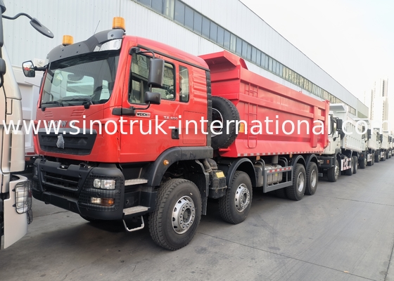 Sinotruk Howo camion de décharge à bascule Tx 400hp Euro 2 8 × 4 Lhd Boîte de chargement en forme de U rouge
