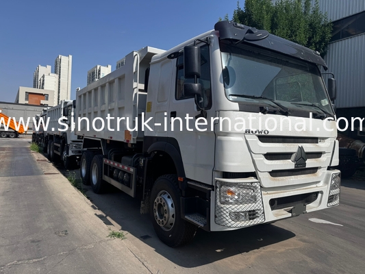 Moteur SINOTRUK 371HP 6 × 4 LHD HOWO Camion Benne Blanc 19-20CBM Levage central