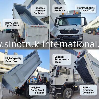 HOWO TX 6*4 White Dump Truck with 390HP MAN Engine & 20CBM Cargo Box for Superior Performance