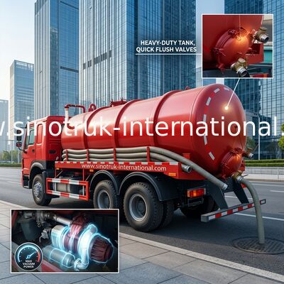 camion d'aspiration d'eaux d'égout de 15CBM LHD 336HP, camion de pompage de fosse septique