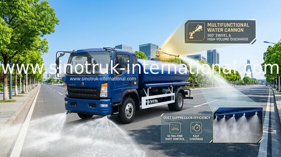 Camion-citerne SINOTRUK HOWO avec moteur diesel de 140 CV, 8000 KGS BRUT et conduite G/D pour le transport d'eau municipal et industriel