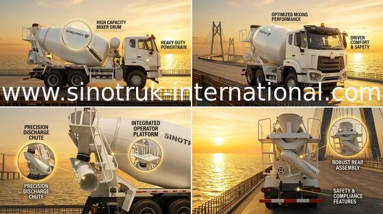 Camion 6×4 RHD ZZ1257V324JB1R de mélangeur concret de SINOTRUK HOWO