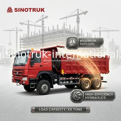 Camion benne HOWO 6*6 à traction intégrale rouge 430 CV avec cabine Ghost-Face