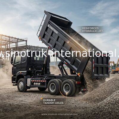 HOWO NX 380HP RHD Black Tipper Dump Truck avec volet de bâton