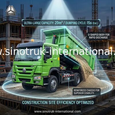 Sinotruk Howo camion de décharge à bascule 380hp 6 × 4 U Carrosserie de chargement couleur verte