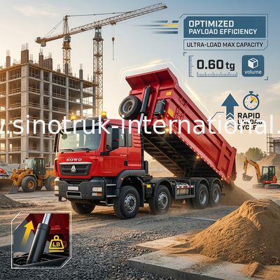 Sinotruk Howo camion de décharge à bascule Tx 400hp Euro 2 8 × 4 Lhd Boîte de chargement en forme de U rouge