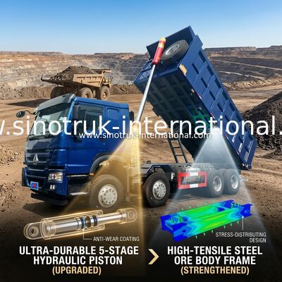 Camion à benne basculante bleu de SINOTRUK HOWO LHD 12wheels 8X4 400HP pour l'exploitation Front Lifting 50Tons